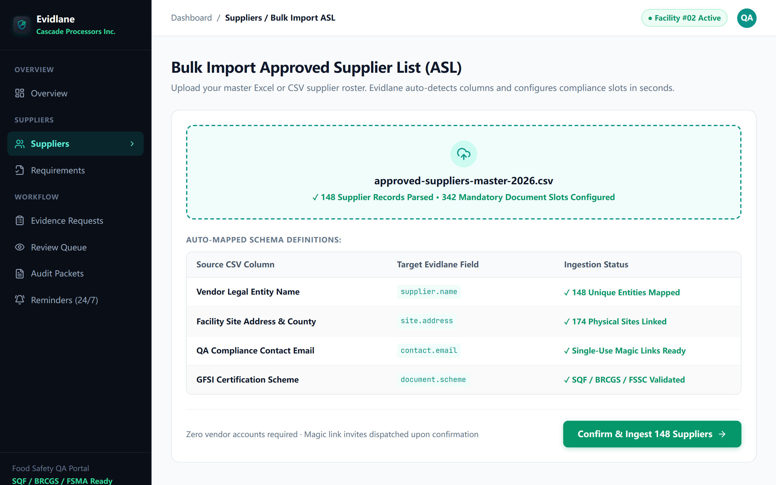 Step 1 Real Dashboard Screenshot: CSV Import and Column Auto-Mapping